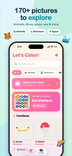 Library of 170+ pictures to color